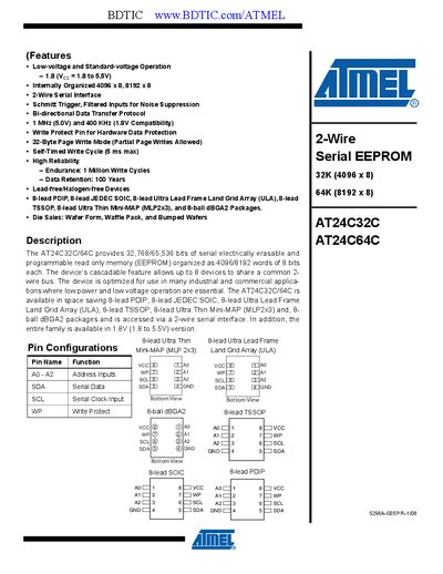 Atmel AT24C32C/AT24C64C EEPROM Datasheet - cover page