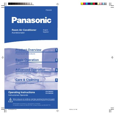 Panasonic CS-C28CKU/CU-C28CKU Room Air Conditioner Operating Instructions - cover page