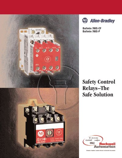 Rockwell Automation 700S-CF and 700S-P Safety Control Relays Bulletin - cover page