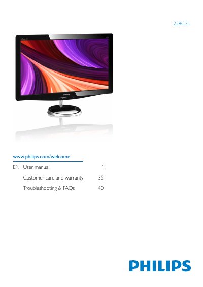 Philips 228C3L Monitor User Manual - cover page