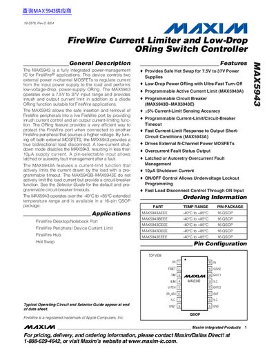 Maxim MAX5943 Datasheet - cover page