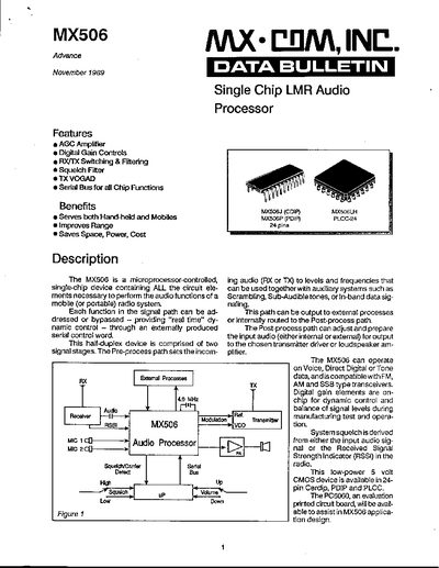 Maxim MX506 Single-Chip LMR Audio Processor User Manual - cover page