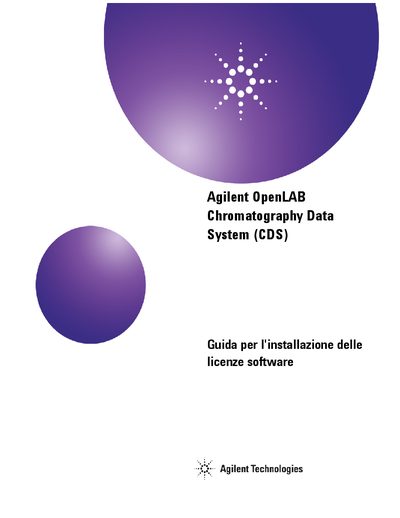 Agilent OpenLAB Chromatography Data System (CDS) Guida per l'installazione delle licenze software - cover page
