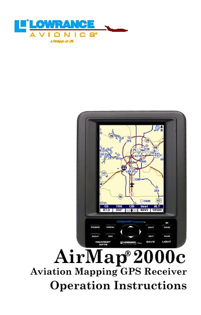 Lowrance AirMap 2000c Aviation Mapping GPS Receiver Operation Instructions - cover page