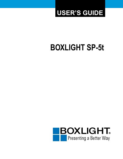 BOXLIGHT SP-5t Projector User Manual - cover page