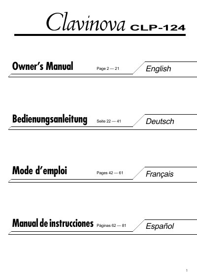Yamaha CLP-124 Clavinova Owner's Manual - cover page