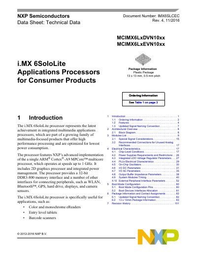 NXP i.MX 6SoloLite Applications Processor Data Sheet