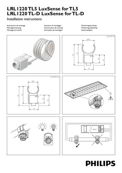 PHILIPS LRL1220 TL5 LuxSense for TL5 LRL1220 TL-D LuxSense for TL-D Installation instructions - cover page