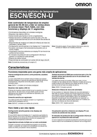 Omron E5CN/E5CN-U Temperature Controller Datasheet - cover page