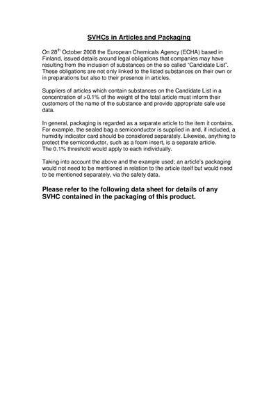 Fairchild Reversible Humidity Indicator II Safety Data Sheet - cover page