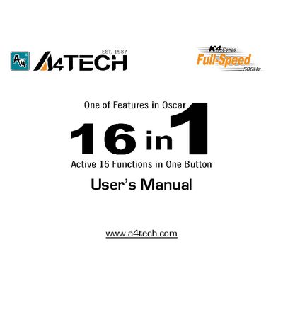 A4Tech K3/K4/K5/K6/K7/X7 Mouse User Manual - cover page