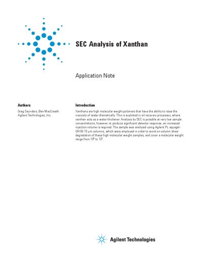 Agilent SEC Analysis of Xanthan Application Note - cover page