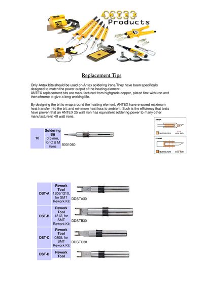 ANTEX Replacement Tips Product Leaflet - cover page