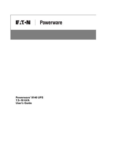 Eaton 9140 UPS User's Guide