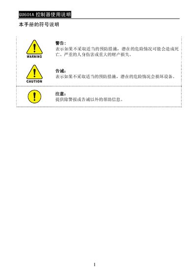 GU601A Controller User Manual - cover page