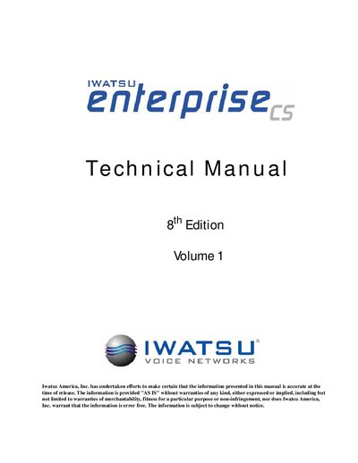 Iwatsu Enterprise-CS Technical Manual - cover page
