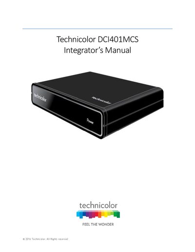 Technicolor DCI401MCS Integrator Manual