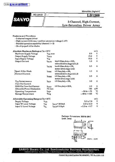 SANYO LB1268 Datasheet - cover page