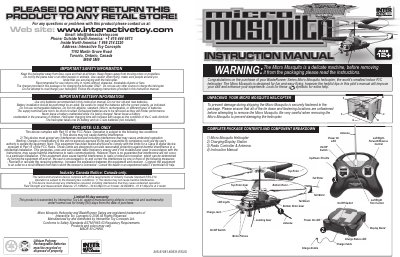 Micro Mosquito Helicopter Pilot's Manual - cover page