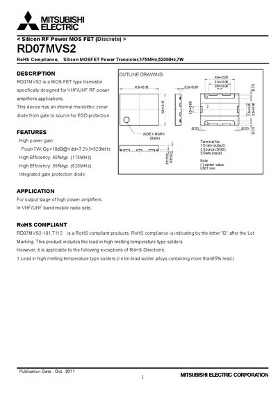 MITSUBISHI RD07MVS2 Manual - cover page