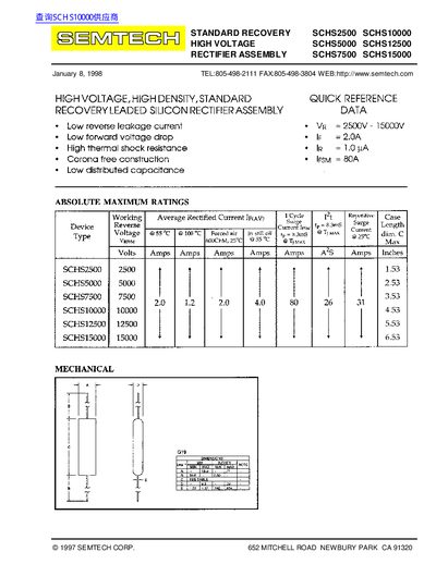 SEMTECH SCHS2500/SCHS10000/SCHS5000/SCHS12500/SCHS7500/SCHS15000 handbook - cover page