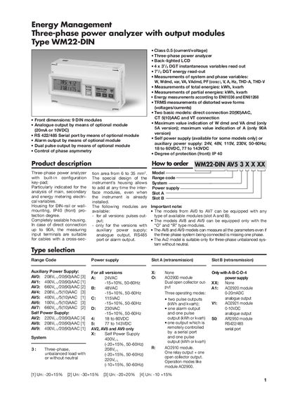 Energy Management WM22-DIN Three-phase Power Analyzer User Manual - cover page