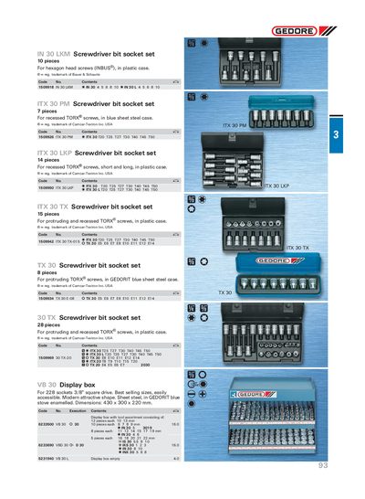 Gedore IN 30 LKM Screwdriver Bit Socket Set Product Leaflet - cover page
