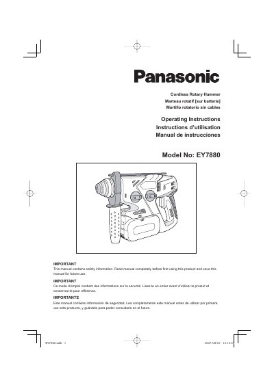 Panasonic EY7880-MUL Manual - cover page