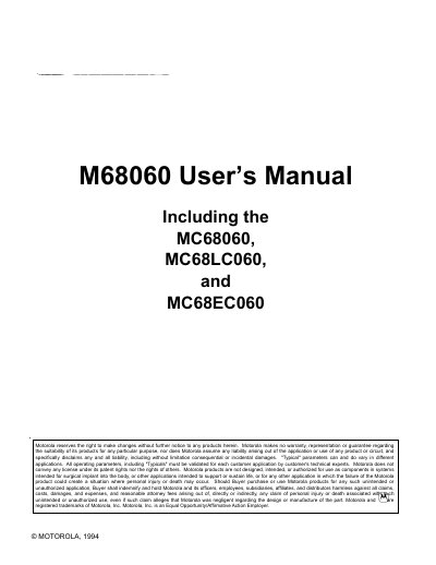 Motorola M68060 User Manual - cover page
