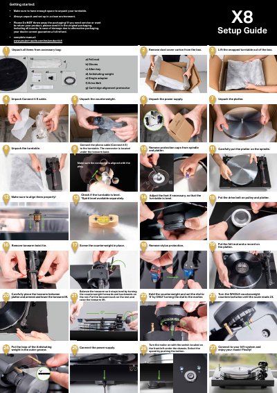 Pro-Ject X8 Turntable User Manual - cover page