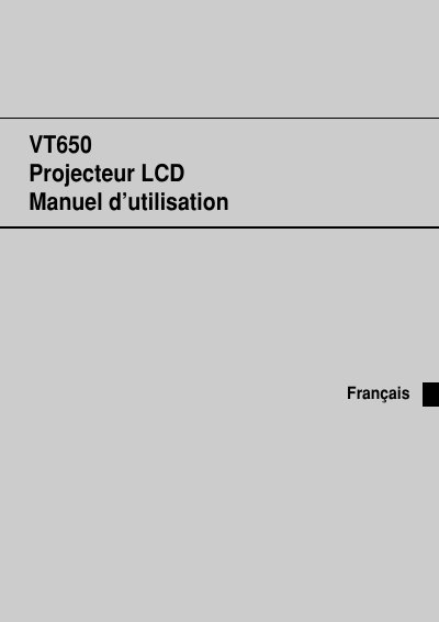 NEC VT650 Projector User Manual - cover page