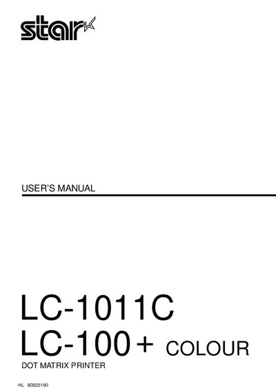 Star Micronics LC-1011C / LC-100+ Colour Dot Matrix Printer User Manual - cover page