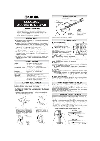 Yamaha SYSTEM-49/49J Electric-Acoustic Guitar Owner's Manual - cover page