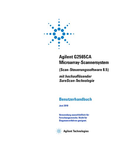 Agilent G2565CA Microarray-Scannersystem Manual - cover page
