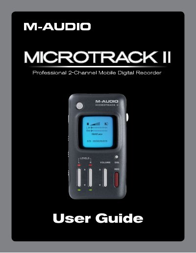 M-Audio MicroTrack II User Guide - cover page