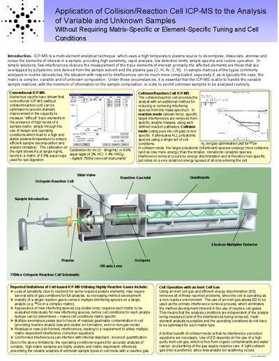 Agilent 7500a ICP-MS Collision/Reaction Cell Application Guide - cover page