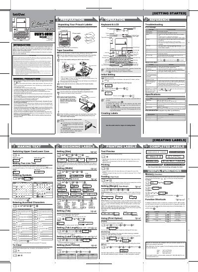 Brother PT-1830 Electronic Labeling System User's Guide - cover page