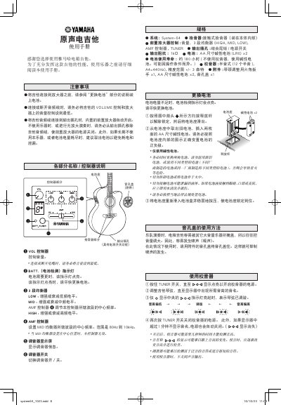 Yamaha System-64 Acoustic-Electric Guitar User Manual