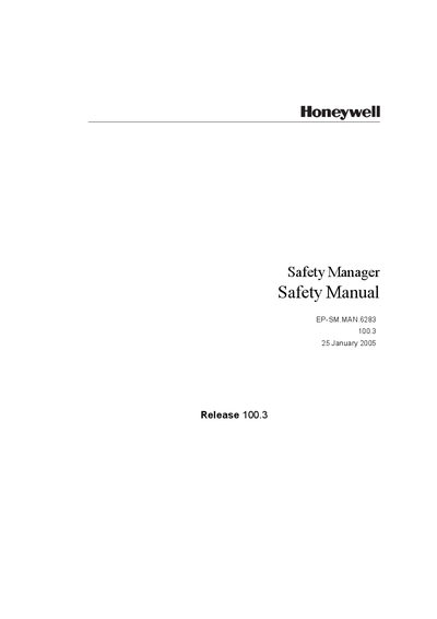 Honewell EP-SM.MAN.6283 100.3 25 January 2005 Safety Manager Safety Manual - cover page
