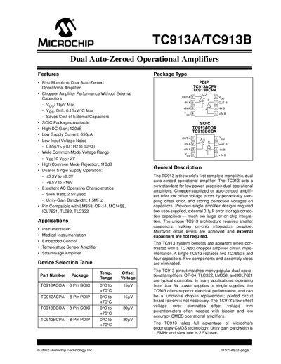Microchip TC913A/TC913B Datasheet - cover page