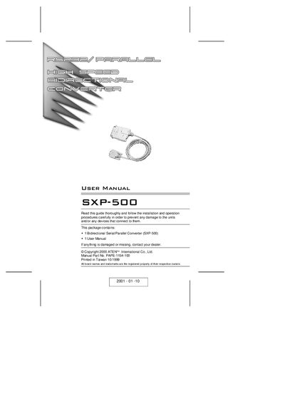 ATEN SXP-500 User Manual - cover page