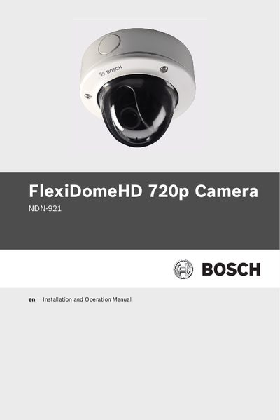 Bosch NDN-921 FlexiDomeHD 720p Camera Installation and Operation Manual - cover page