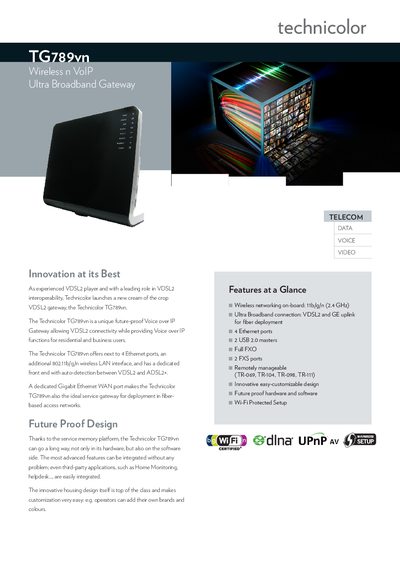 Technicolor TG789vn Wireless VoIP Gateway Manual - cover page