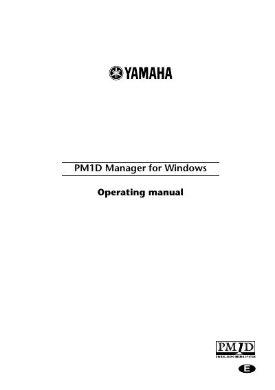 Yamaha PM1D Manager for Windows Operating Manual - cover page
