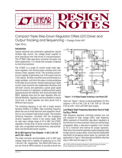 Linear Technology LT3507 Triple Step-Down Regulator Design Note 441 - cover page