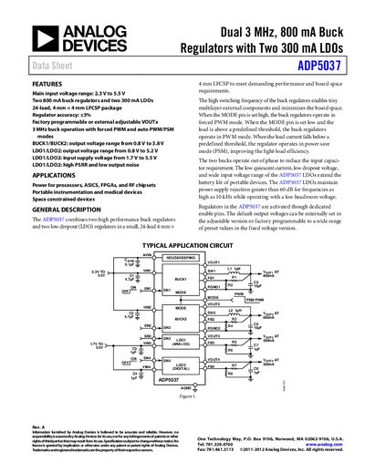 Analog Devices ADP5037 Datasheet