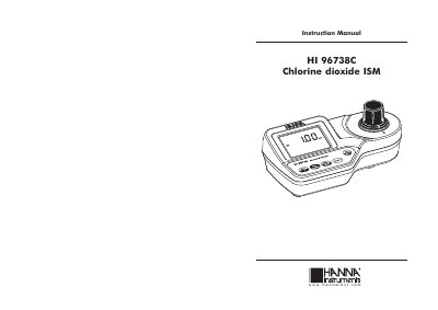 Hanna Instruments HI 96738C Chlorine Dioxide ISM Instruction Manual - cover page