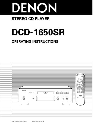 Denon DCD-1650SR Stereo CD Player Operating Instructions - cover page