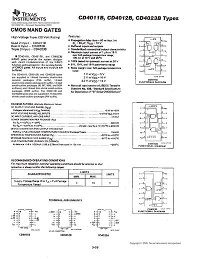 Texas Instruments CD4011B/CD4012B/CD4023B Datasheet - cover page