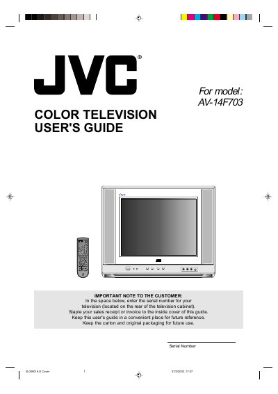 JVC AV-14F703 Color Television User's Guide - cover page
